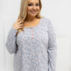 Šedá plus size noční košile NATELLA s květinami