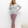 Šedé bavlněné pyžamo ROZÁLIA plus size s motýly