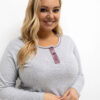 Šedé bavlněné pyžamo ROZÁLIA plus size s motýly