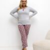 Šedé bavlněné pyžamo ROZÁLIA plus size s motýly