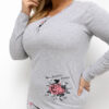 Šedé bavlněné pyžamo KAIJA plus size s růžemi