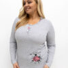 Šedé bavlněné pyžamo KAIJA plus size s růžemi