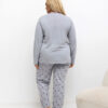 Šedé bavlněné pyžamo JANNIE plus size s růžemi