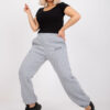 Šedé melírované tepláky Banni plus size s kapsami – GRAELIA