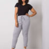 Šedé melírované tepláky Alva plus size – DELIVA
