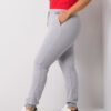 Šedé melírované tepláky Beatriz plus size – DELENNA