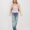 Šedo-růžový colorblock top NOVELIA