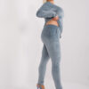 Šedomodrý viskózový velurový komplet Jeanne Plus size – DALANA