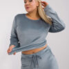 Šedomodrý viskózový velurový komplet Jeanne Plus size – DALANA
