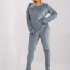 Šedomodrý viskózový velurový komplet Jeanne Plus size – DALANA