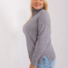 Šedý plus-size rolák MILADA s bočními rozparky