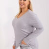 Šedý plus size svetr SHQIPE s výstřihem do V