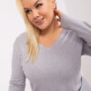 Šedý plus size svetr SHQIPE s výstřihem do V