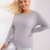 Šedý hladký plus size svetr LARYSA