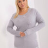 Šedý hladký plus size svetr LARYSA
