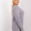 Šedý plus-size svetr ZEHRA s knoflíky u výstřihu