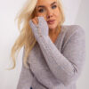Šedý plus-size svetr NERMINA s výstřihem V a knoflíky