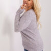 Šedý plus-size svetr NERMINA s výstřihem V a knoflíky