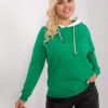 Zelená basic mikina plus size s přední kapsou – HILESSA