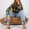 Černo-zelená geometrická halenka AMAYELLE