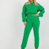 Zelený plus size basic komplet s krátkou mikinou – CYRENE
